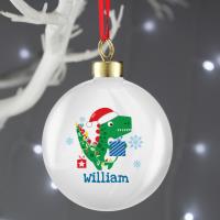 Personalised Dinosaur Have a Roarsome Christmas Bauble Extra Image 2 Preview